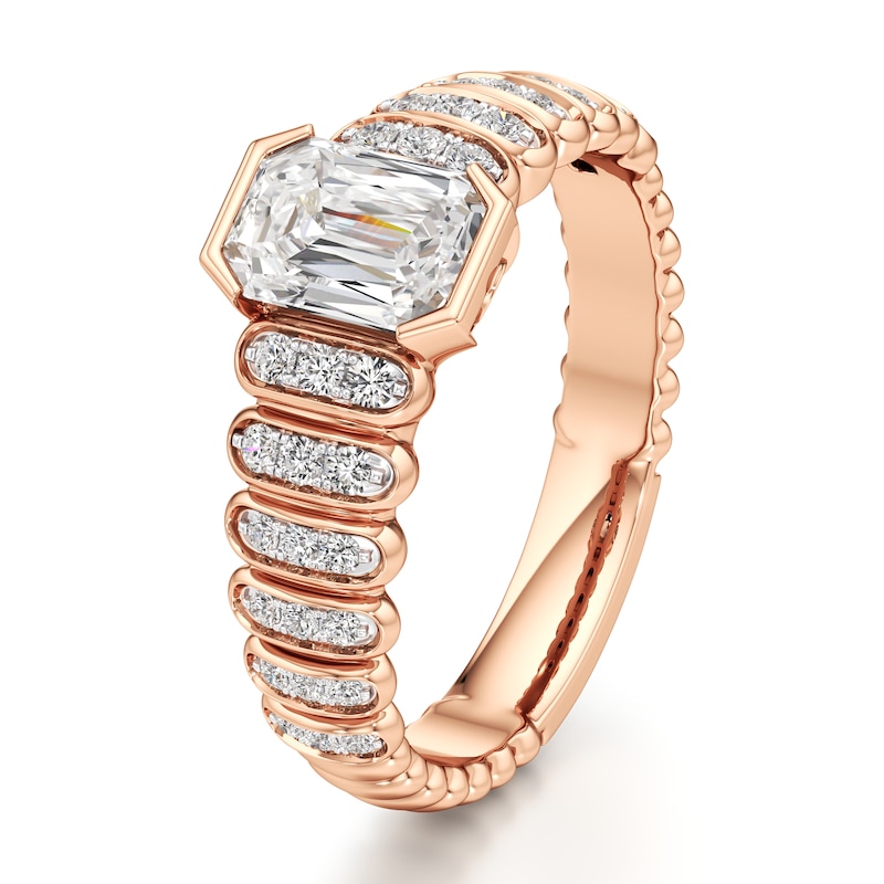 Main Image 4 of J'Lure Imperial-Emerald Step-Cut Lab-Grown Diamond Engagement Ring 1-1/4 ct tw 18K Rose Gold