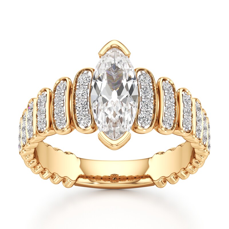 Main Image 1 of J'Lure Moval Old-Cut Lab-Grown Diamond Engagement Ring 1-1/3 ct tw 18K Yellow Gold