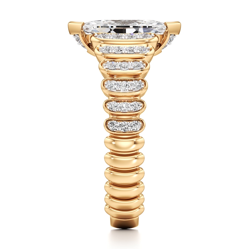 Main Image 3 of J'Lure Moval Old-Cut Lab-Grown Diamond Engagement Ring 1-1/3 ct tw 18K Yellow Gold
