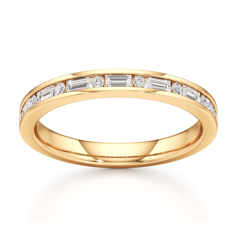 Main Image 1 of J'Lure Baguette & Round-Cut Lab-Grown Diamond Wedding Band 3/8 ct tw 18K Yellow Gold