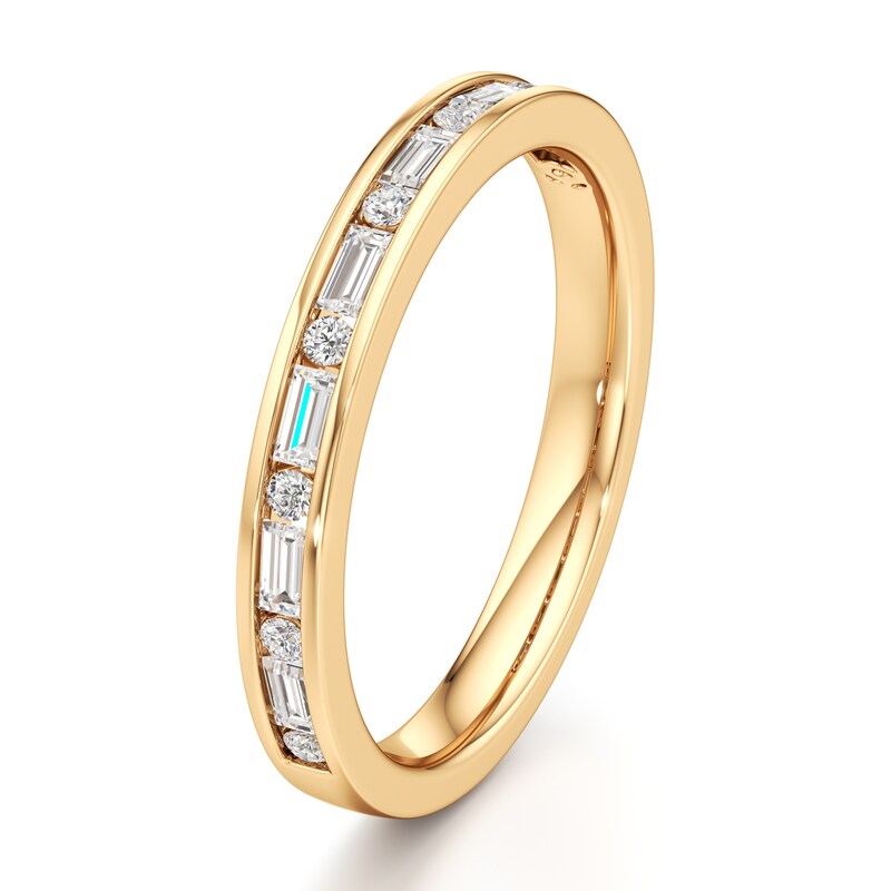 Main Image 4 of J'Lure Baguette & Round-Cut Lab-Grown Diamond Wedding Band 3/8 ct tw 18K Yellow Gold