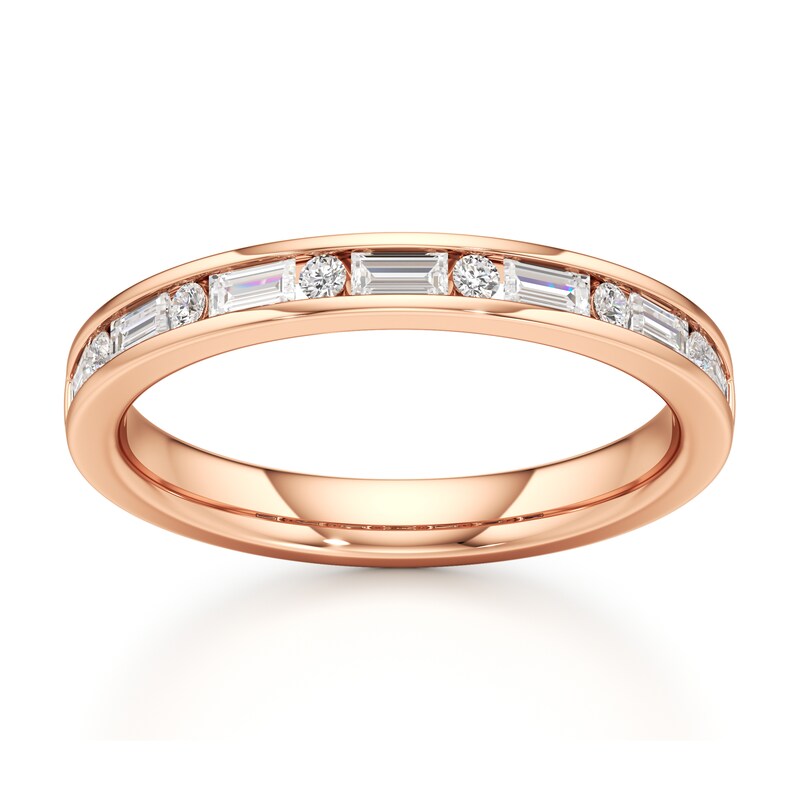 Main Image 1 of J'Lure Baguette & Round-Cut Lab-Grown Diamond Wedding Band 3/8 ct tw 18K Rose Gold