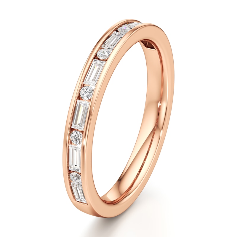 Main Image 4 of J'Lure Baguette & Round-Cut Lab-Grown Diamond Wedding Band 3/8 ct tw 18K Rose Gold