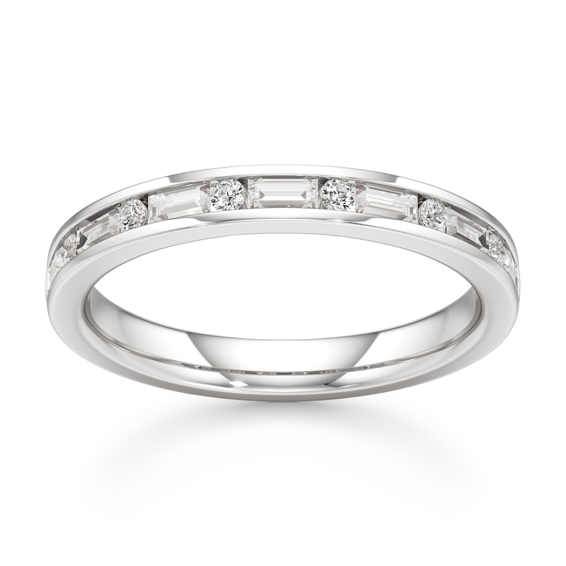 Main Image 1 of J'Lure Baguette & Round-Cut Lab-Grown Diamond Wedding Band 3/8 ct tw 18K White Gold