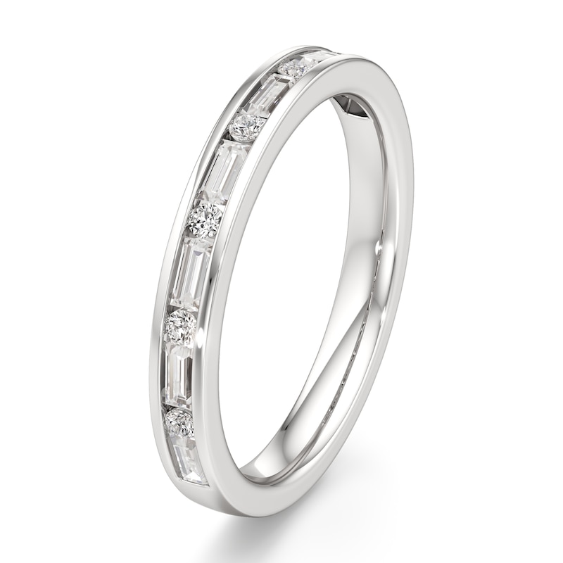 Main Image 4 of J'Lure Baguette & Round-Cut Lab-Grown Diamond Wedding Band 3/8 ct tw 18K White Gold