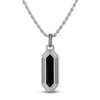 Thumbnail Image 1 of 1933 by Esquire Men's Hexagon-Cut Natural Black Onyx & Diamond Necklace 1/20 ct tw Sterling Silver 22"
