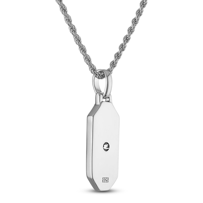 Main Image 3 of 1933 by Esquire Men's Hexagon-Cut Natural Black Onyx & Diamond Necklace 1/20 ct tw Sterling Silver 22"