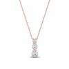 Thumbnail Image 1 of Lab-Grown Diamond Graduated Three-Stone Drop Necklace 1 ct tw 14K Rose Gold 18"