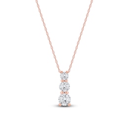 Jared Signature Lab-Grown Diamond Graduated Three-Stone Drop Necklace 1 ct tw 14K Rose Gold 18"