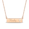 Thumbnail Image 1 of Engravable Name Bar Necklace with Cross Cutout 14K Rose Gold-Plated Sterling Silver 18"