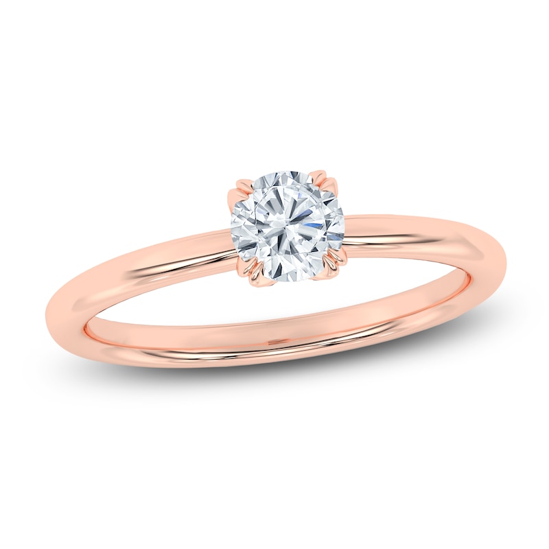 Main Image 1 of Round-Cut Diamond Solitaire Engagement Ring 1/2 ct tw 14K Rose Gold (I2/I)