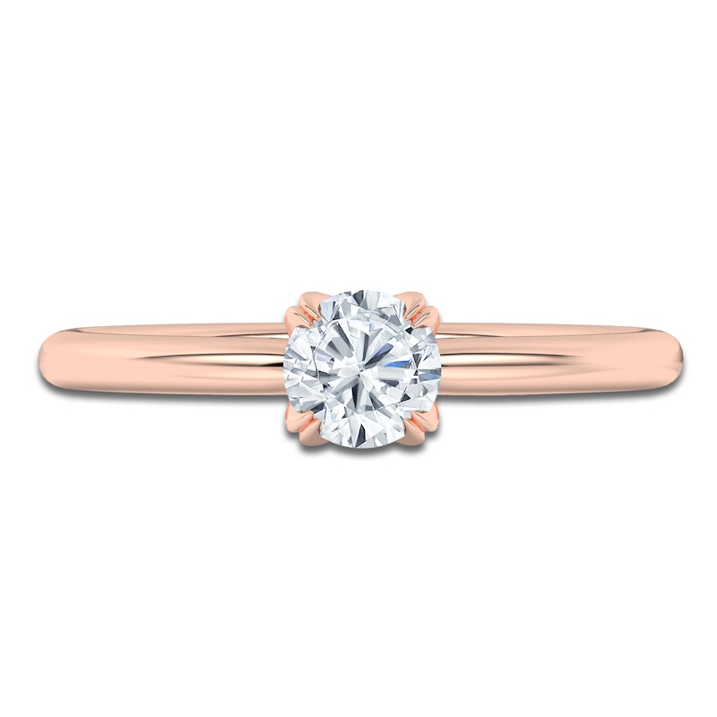 Main Image 3 of Round-Cut Diamond Solitaire Engagement Ring 1/2 ct tw 14K Rose Gold (I2/I)