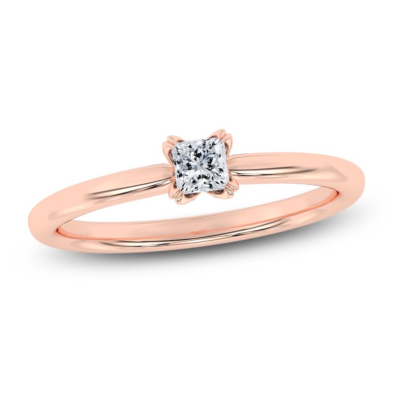 Main Image 1 of Princess-Cut Diamond Solitaire Engagement Ring 1/4 ct tw 14K Rose Gold (I2/I)