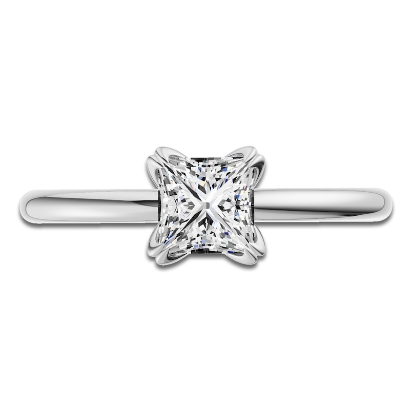 Main Image 3 of Certified Princess-Cut Diamond Solitaire Engagement Ring 1 ct tw 18K White Gold (SI2/G)