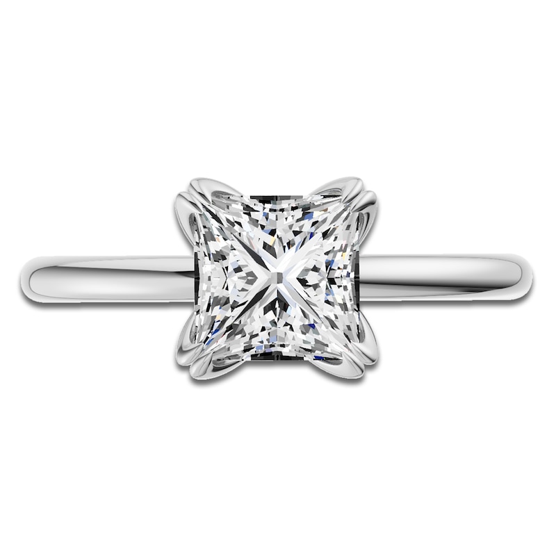 Main Image 3 of Certified Princess-Cut Diamond Solitaire Engagement Ring 2 ct tw 18K White Gold (SI2/G)