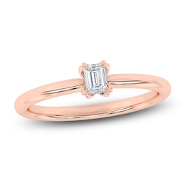 Certified Emerald-Cut Diamond Solitaire Engagement Ring 1/4 ct tw 14K Rose Gold (I1/I)