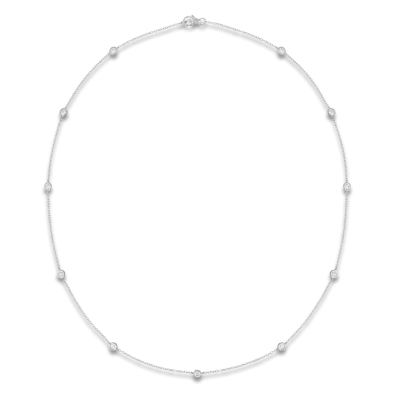 Lab-Grown Diamond Bezel-Set Station Necklace ct tw 10K Gold 18