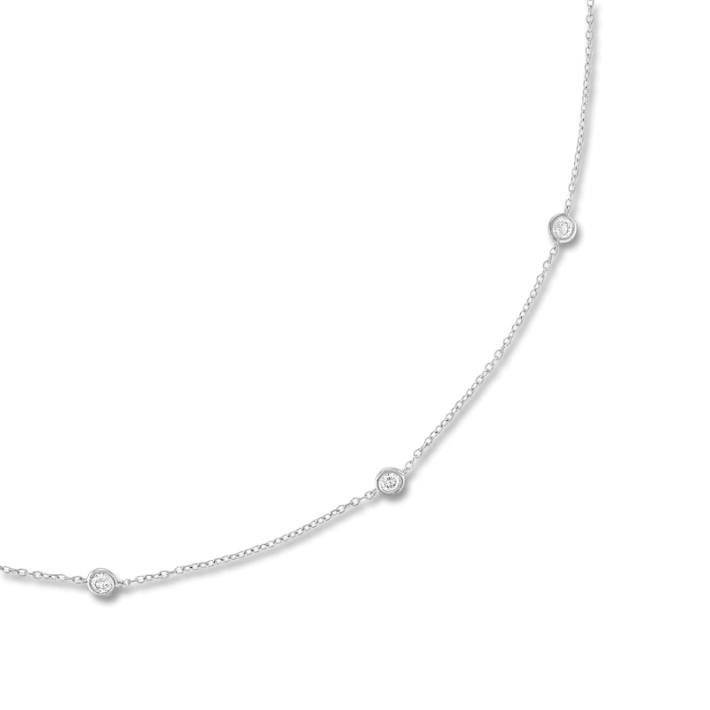 Main Image 2 of Lab-Grown Diamond Bezel-Set Station Necklace 1 ct tw 10K White Gold 18"