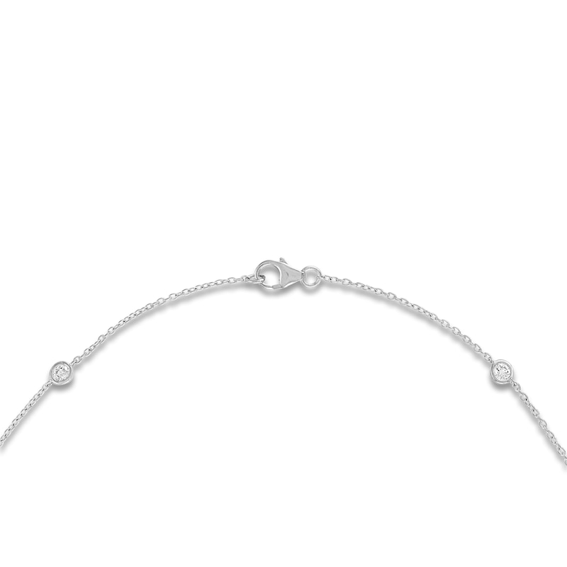 Main Image 3 of Lab-Grown Diamond Bezel-Set Station Necklace 1 ct tw 10K White Gold 18"