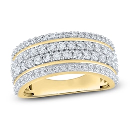 Men's Lab-Grown Diamond Four-Row Wedding Band 2 ct tw 10K Yellow Gold