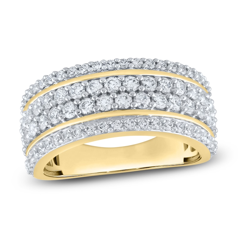 Main Image 1 of Men's Lab-Grown Diamond Four-Row Wedding Band 2 ct tw 10K Yellow Gold