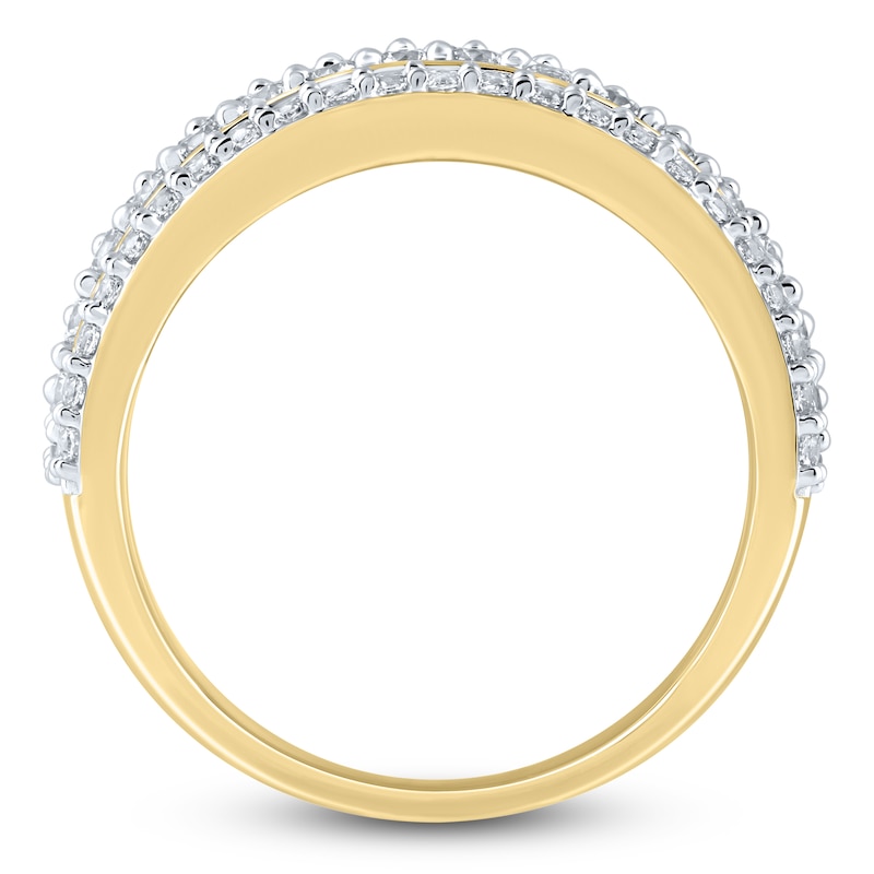 Main Image 2 of Men's Lab-Grown Diamond Four-Row Wedding Band 2 ct tw 10K Yellow Gold