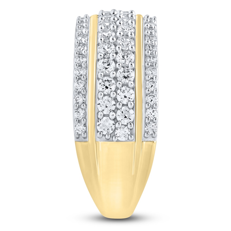 Main Image 3 of Men's Lab-Grown Diamond Four-Row Wedding Band 2 ct tw 10K Yellow Gold