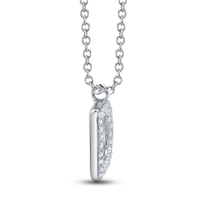 Main Image 2 of Shy Creation Diamond Letter D Pavé Necklace 1/15 ct tw 14K White Gold 18" SC55028331-D
