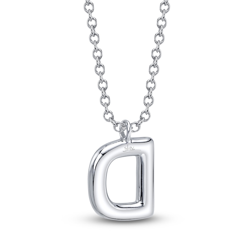 Main Image 3 of Shy Creation Diamond Letter D Pavé Necklace 1/15 ct tw 14K White Gold 18" SC55028331-D