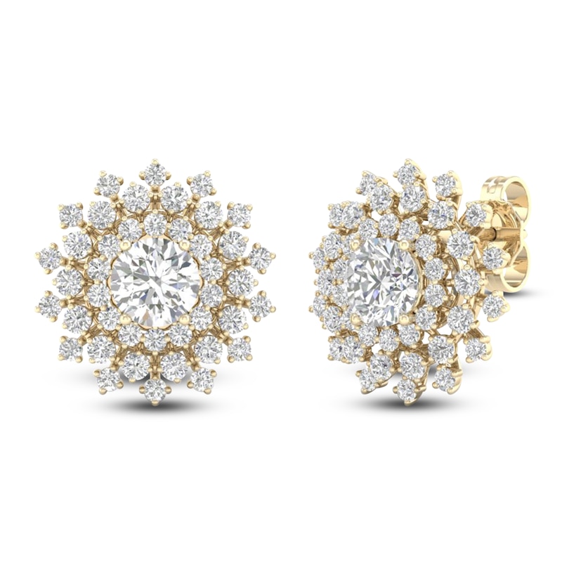 Main Image 2 of Lab-Grown Diamond Dahlia Flower Earrings 2 ct tw 14K Yellow Gold