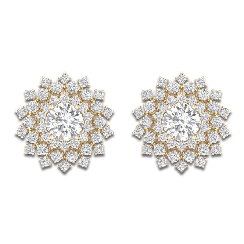 Main Image 3 of Lab-Grown Diamond Dahlia Flower Earrings 2 ct tw 14K Yellow Gold