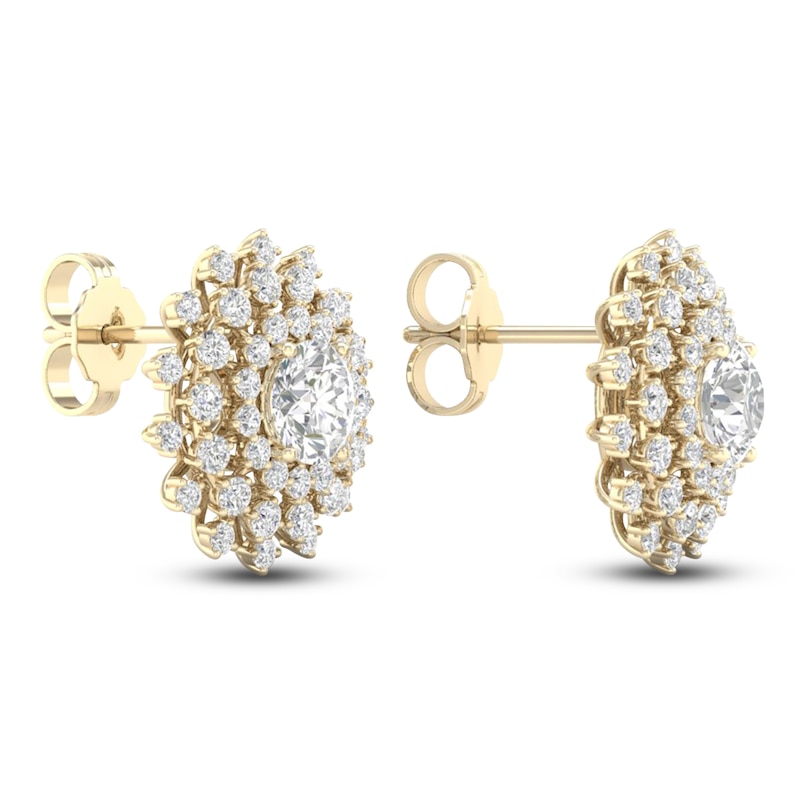 Main Image 4 of Lab-Grown Diamond Dahlia Flower Earrings 2 ct tw 14K Yellow Gold