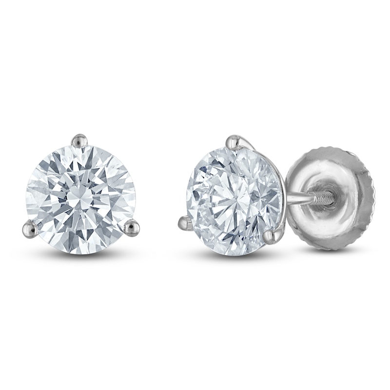 Main Image 2 of Round-Cut Lab-Grown Diamond Solitaire Stud Earrings 2 ct tw Platinum (VS2/F)