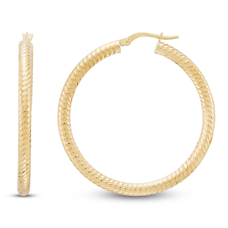 Main Image 3 of Diamond-Cut Hoop Earrings 14K Yellow Gold 30mm