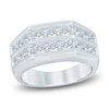 Thumbnail Image 1 of Men's Lab-Grown Diamond Two-Row Angled Band 2 ct tw 14K White Gold
