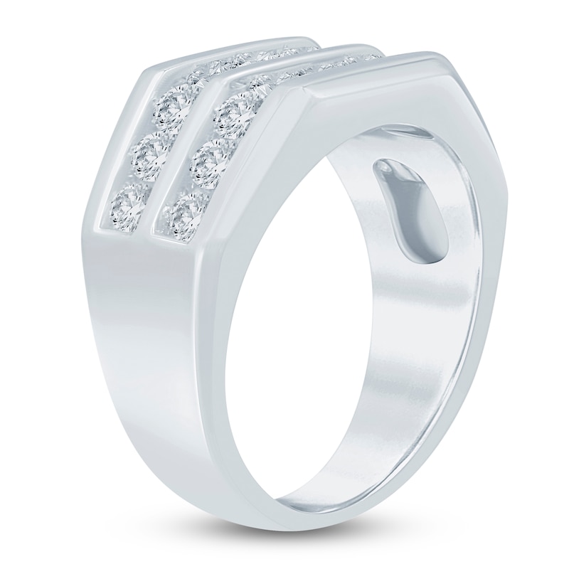 Main Image 2 of Men's Lab-Grown Diamond Two-Row Angled Band 2 ct tw 14K White Gold