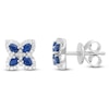 Thumbnail Image 1 of Pear-Shaped Natural Blue Sapphire & Diamond Flower Stud Earrings 1/4 ct tw 10K White Gold