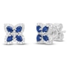 Thumbnail Image 2 of Pear-Shaped Natural Blue Sapphire & Diamond Flower Stud Earrings 1/4 ct tw 10K White Gold