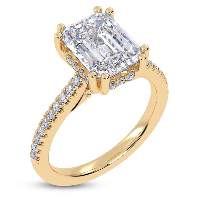 Main Image 2 of Radiant-Cut Lab-Grown Diamond Hidden Halo Engagement Ring 2-1/3 ct tw 14K Yellow Gold