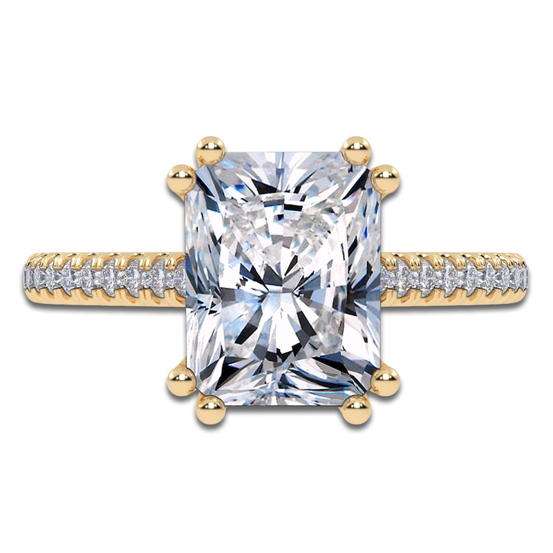 Main Image 3 of Radiant-Cut Lab-Grown Diamond Hidden Halo Engagement Ring 2-1/3 ct tw 14K Yellow Gold