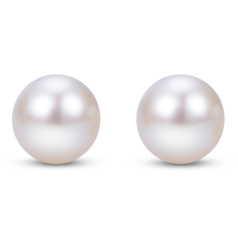 Main Image 2 of Akoya Cultured Pearl Stud Earrings 14K White Gold 7.5-8mm