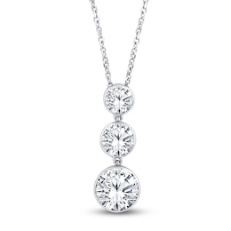 Lab-Grown Diamond Bezel-Set Three-Stone Necklace 1-1/2 ct tw 14K White Gold 18"