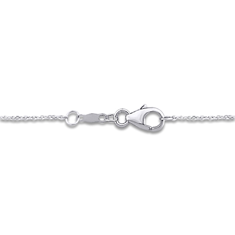 Main Image 3 of Lab-Grown Diamond Bezel-Set Three-Stone Necklace 1-1/2 ct tw 14K White Gold 18"