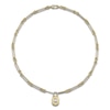 Thumbnail Image 1 of Shy ICON Lumeria Baguette & Round-Cut Multi-Diamond Lock Necklace 1/5 ct tw 14K Two-Tone Gold 18"