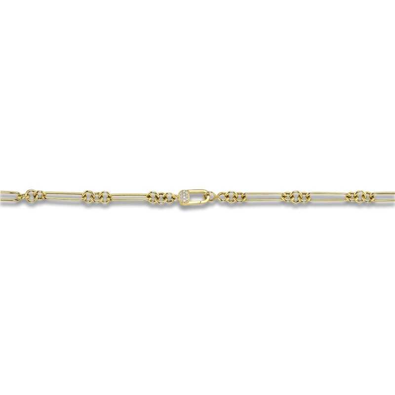 Main Image 3 of Shy ICON Lumeria Baguette & Round-Cut Multi-Diamond Lock Necklace 1/5 ct tw 14K Two-Tone Gold 18"