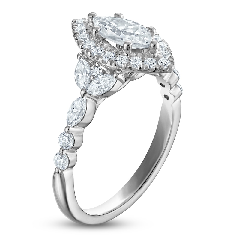 Main Image 2 of Brilliant Moments Certified Marquise-Cut Halo Engagement Ring 1-1/2 ct tw 14K White Gold