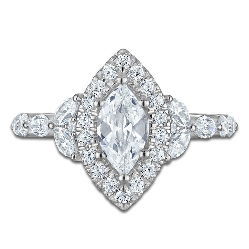 Main Image 3 of Brilliant Moments Certified Marquise-Cut Halo Engagement Ring 1-1/2 ct tw 14K White Gold