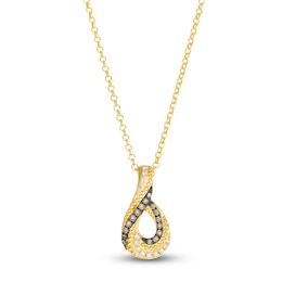 Le Vian Chocolate Diamond Swirl Pendant Necklace 1/4 ct tw 14K Honey Gold 19"
