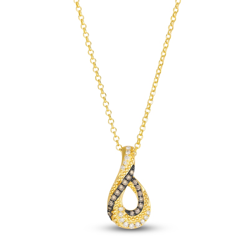 Main Image 1 of Le Vian Chocolate Diamond Swirl Pendant Necklace 1/4 ct tw 14K Honey Gold 19"
