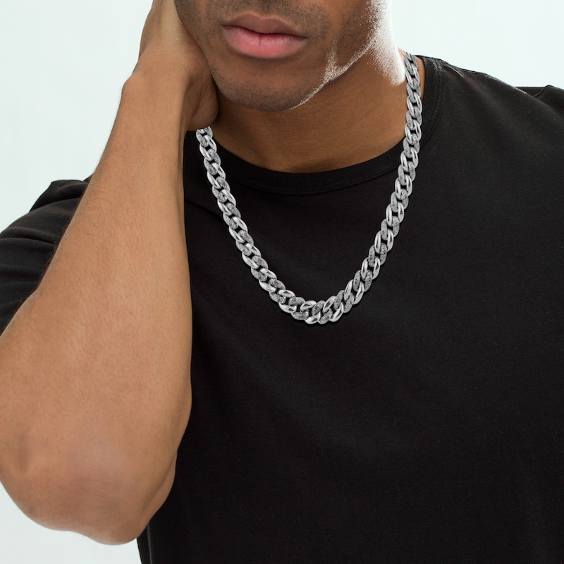 Main Image 3 of Men's Diamond Chain Link Necklace 1/2 ct tw Sterling Silver 20"